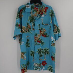 Pacific & Co. Men's Hawaiian Style Short Sleeve Button Down Shirt Size Medium